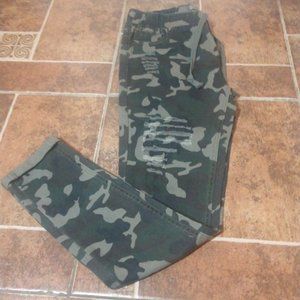 Roma Studios Camouflage Army Green Ripped Pants